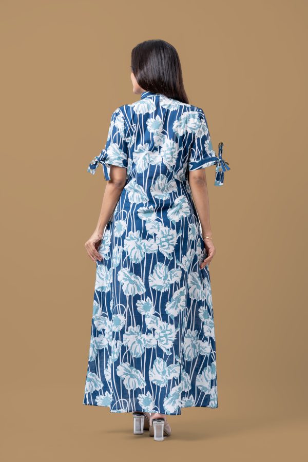Sleeve Tie-Up Detail Button Down Maxi Dress - Image 5