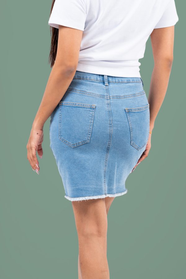 Front Slit Denim Short Skirt - Image 6