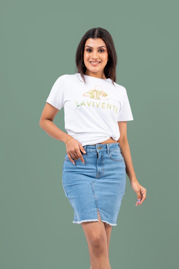 Front Slit Denim Short Skirt