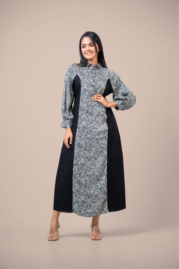 Monochrome Colorblock Maxi Shirt Dress - Image 5