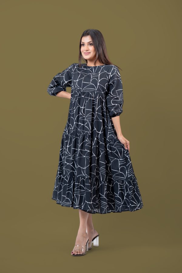 Abstract Printed Tiered Midi Dress - Image 2