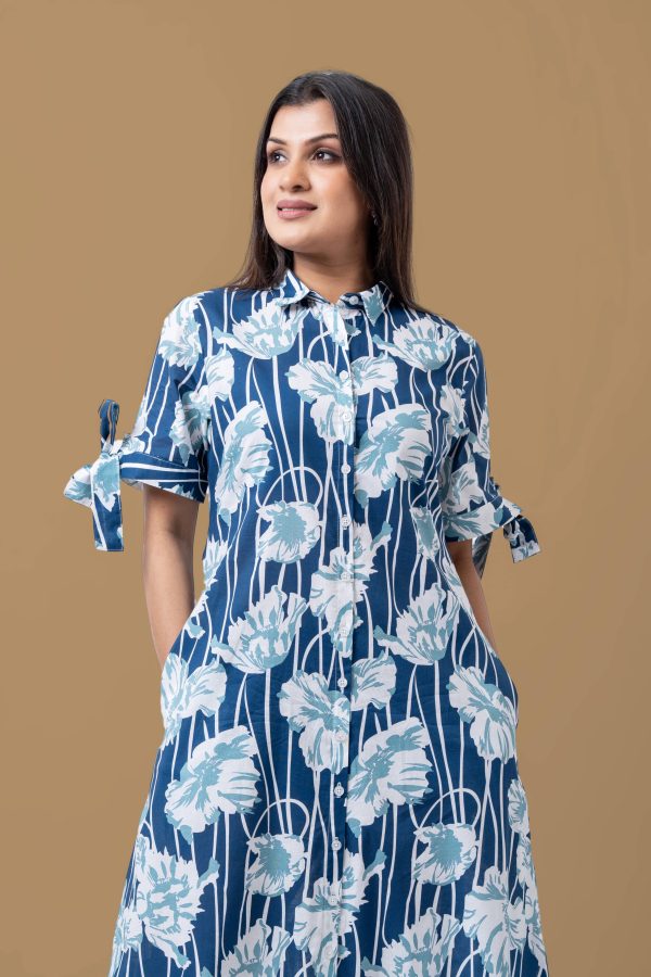 Sleeve Tie-Up Detail Button Down Maxi Dress - Image 2