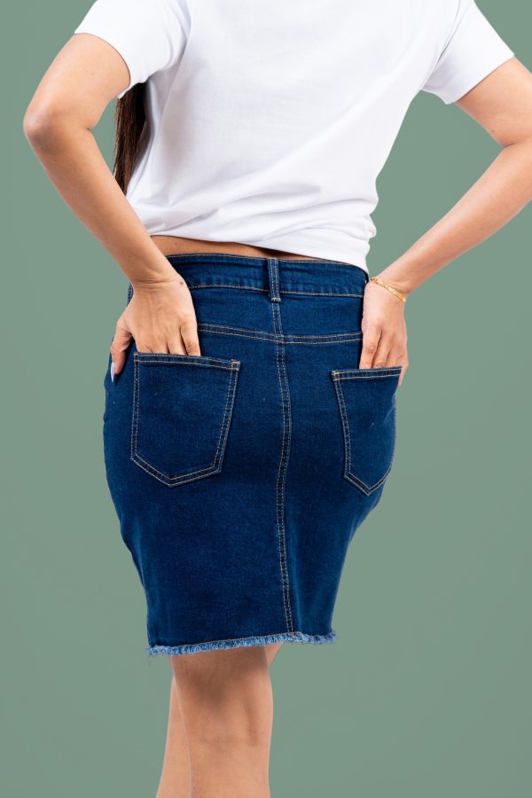 Front Slit Denim Short Skirt - Image 9