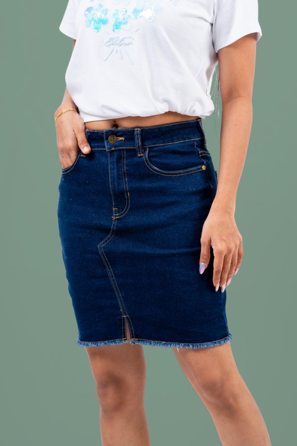 Front Slit Denim Short Skirt - Image 7