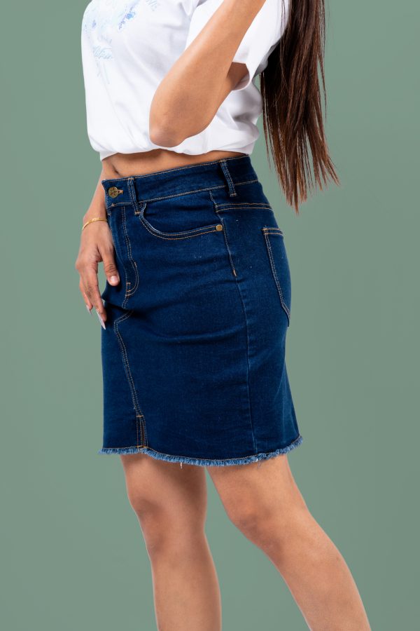 Front Slit Denim Short Skirt - Image 8