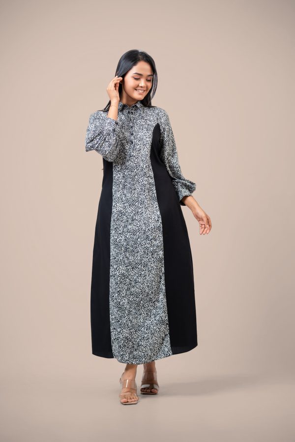 Monochrome Colorblock Maxi Shirt Dress - Image 4