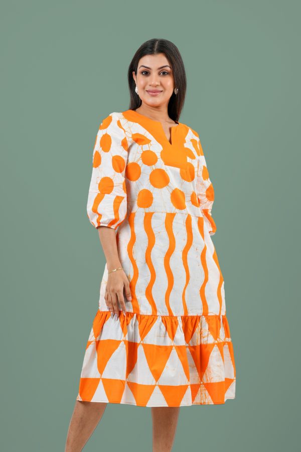 Geometric Patterned Batik Midi Dress