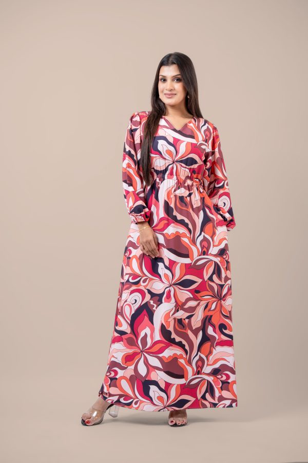 Printed Long Puff Sleeve Maxi Dress - Image 3