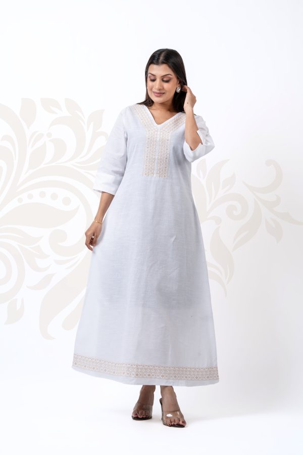Embroidered V-Necked Maxi Dress - Image 3