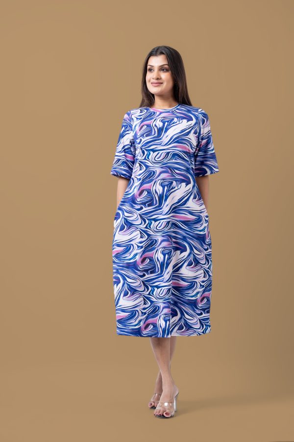 Patterned Midi T-Shirt Dress - Image 4