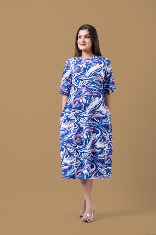 Patterned Midi T-Shirt Dress - Image 4