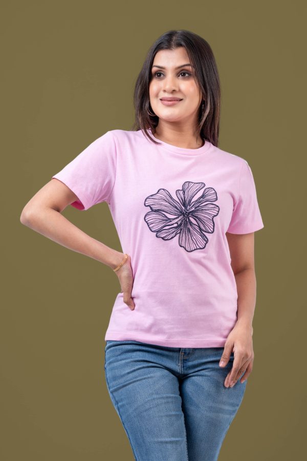 Floral Embroidery Detailed T-Shirt