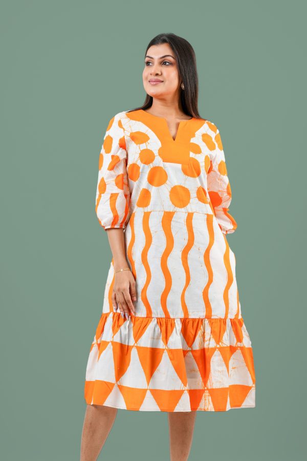 Geometric Patterned Batik Midi Dress - Image 3