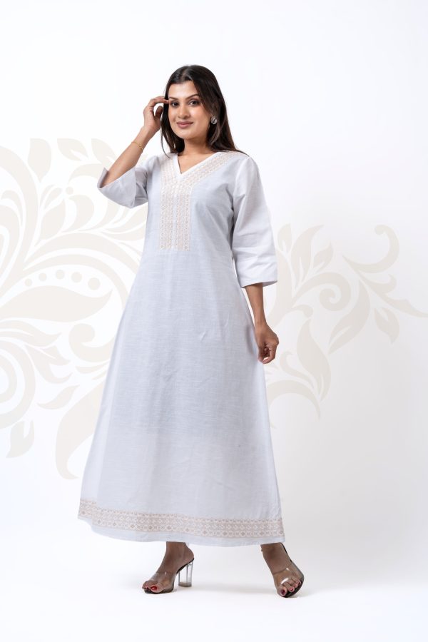 Embroidered V-Necked Maxi Dress - Image 2