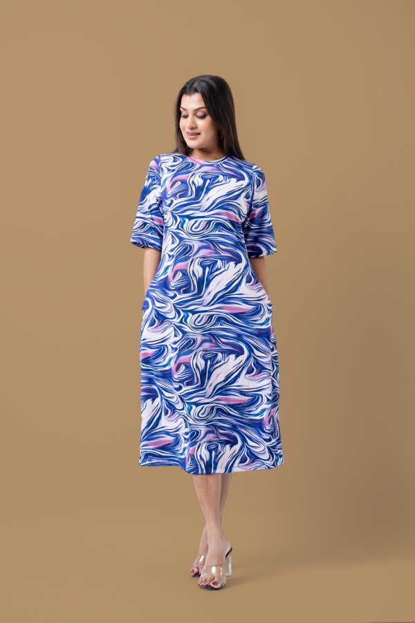 Patterned Midi T-Shirt Dress - Image 5
