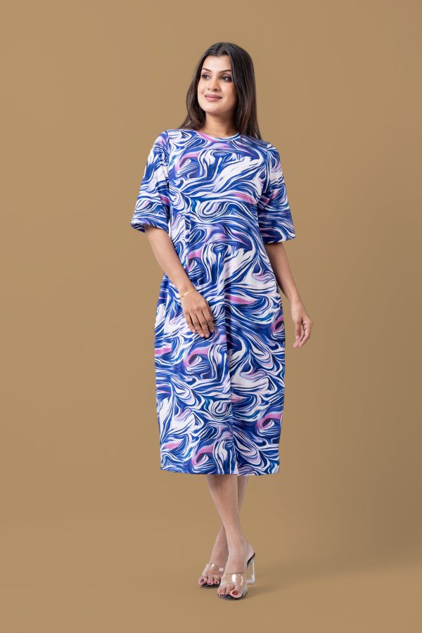 Patterned Midi T-Shirt Dress - Image 3