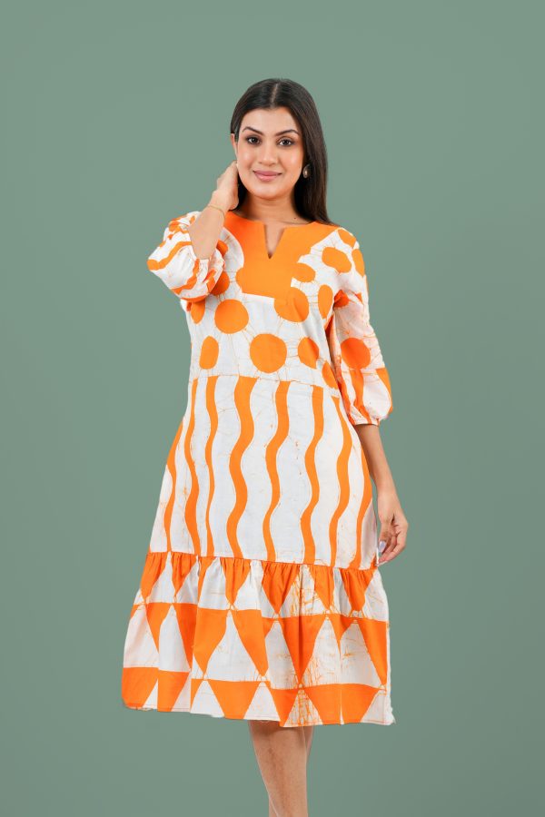 Geometric Patterned Batik Midi Dress - Image 2