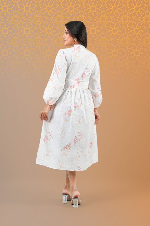 Watercolour Floral Pintuck Detail Midi Dress - Image 4