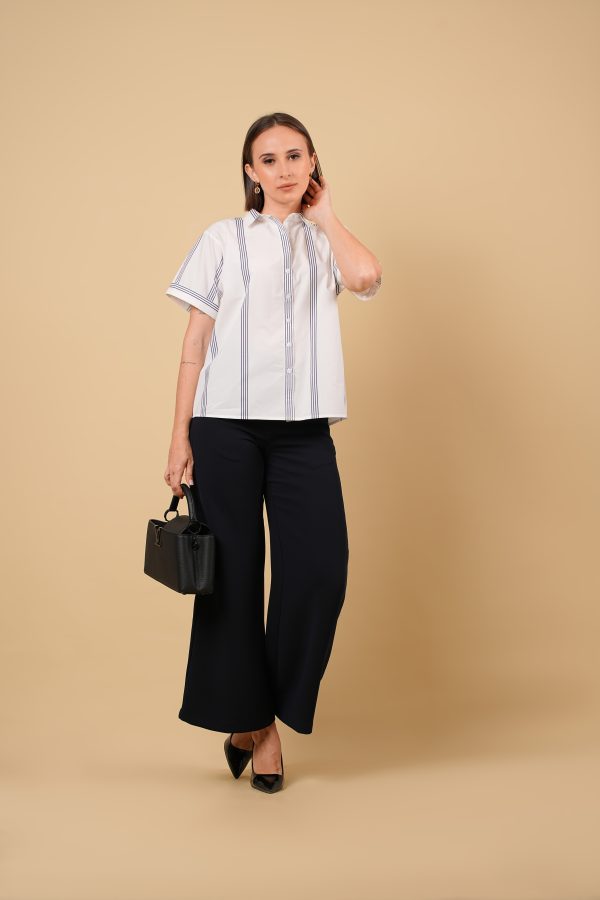 Stripe Patterned Button-Down Blouse - Image 2