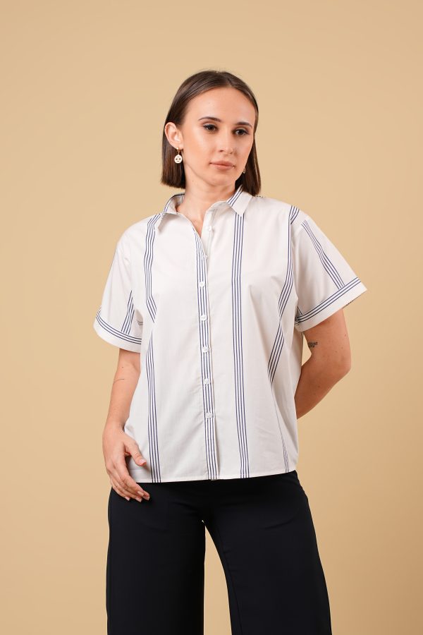 Stripe Patterned Button-Down Blouse