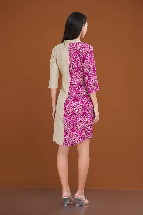 Color Block Tie-Up Short Shirt Dress - Image 3