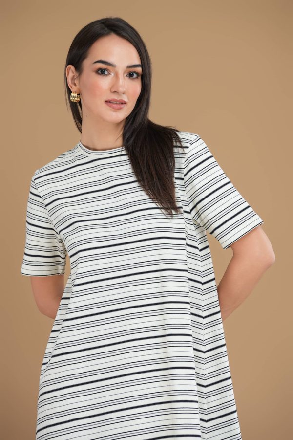 Oversized Stripe Print Short T-Shirt Dress