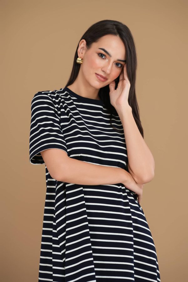 Oversized Stripe Print Short T-Shirt Dress