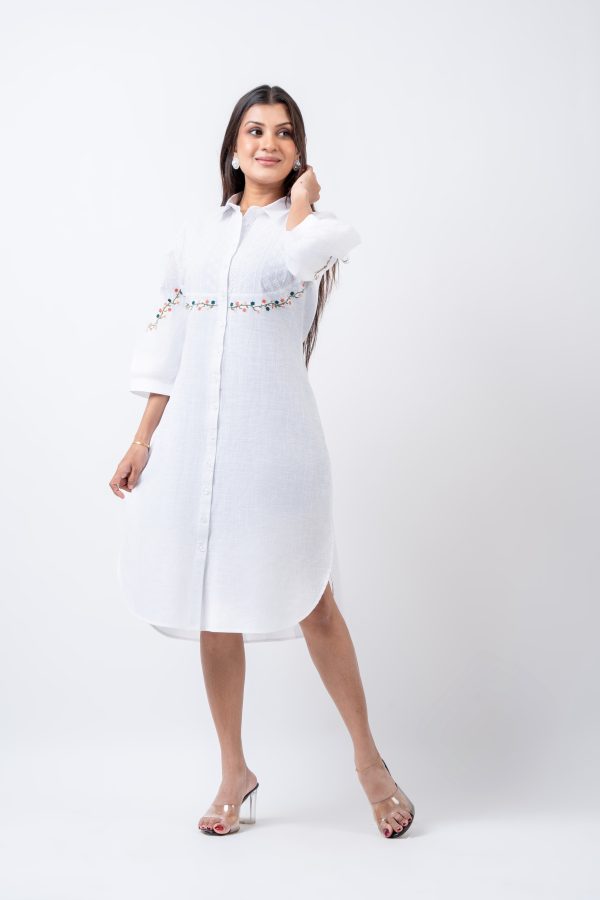 Floral Embroidered Cutlawn-Linen Dress - Image 6