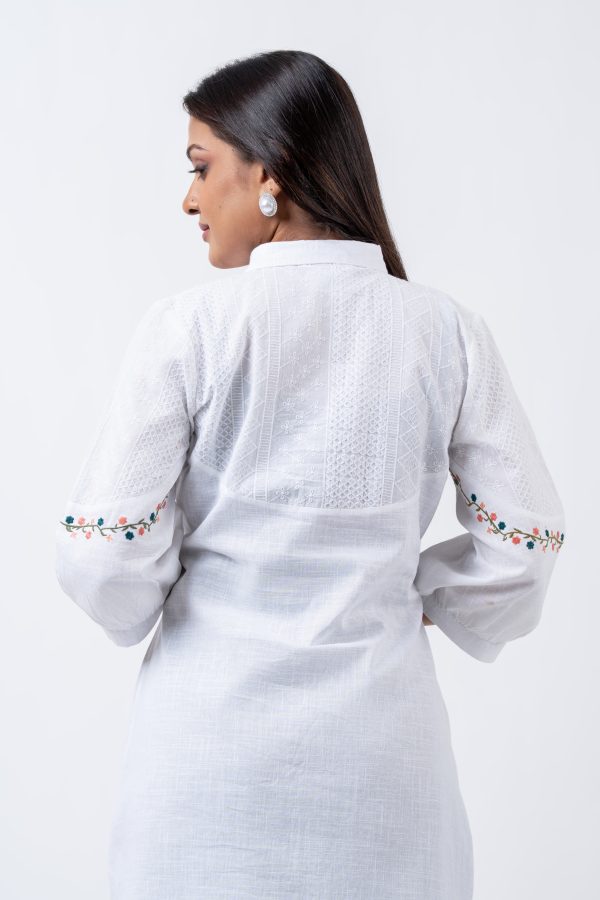 Floral Embroidered Cutlawn-Linen Dress - Image 5