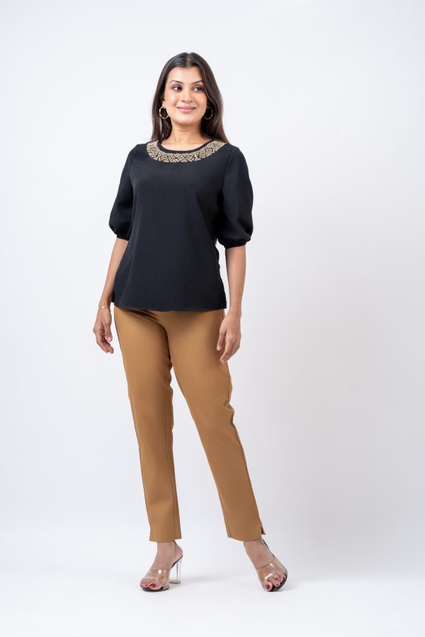 Embroidered Round Neck Blouse - Image 3