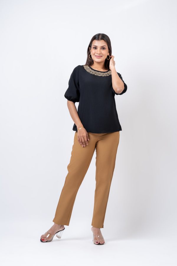 Embroidered Round Neck Blouse - Image 2