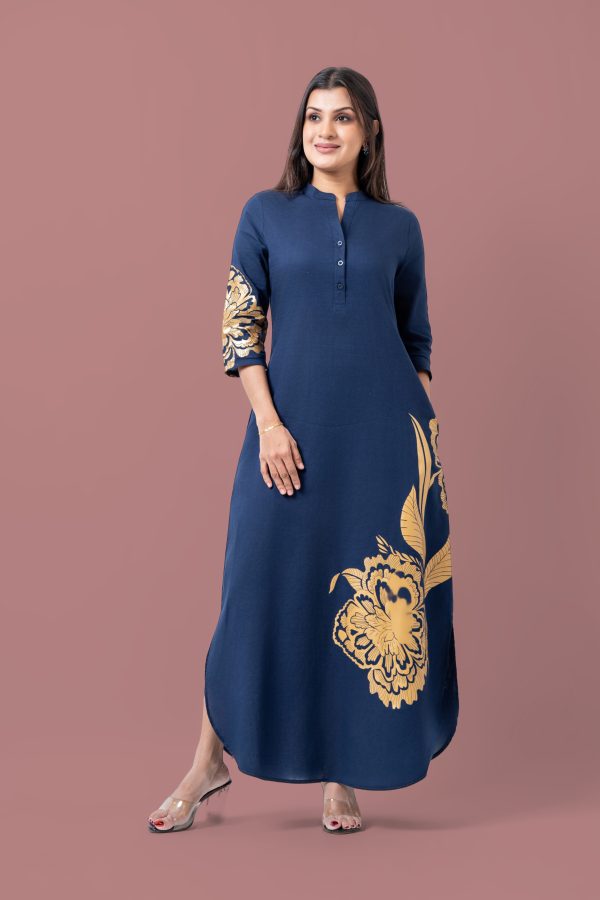 Floral Printed Curve Hem Maxi Dress - Image 3