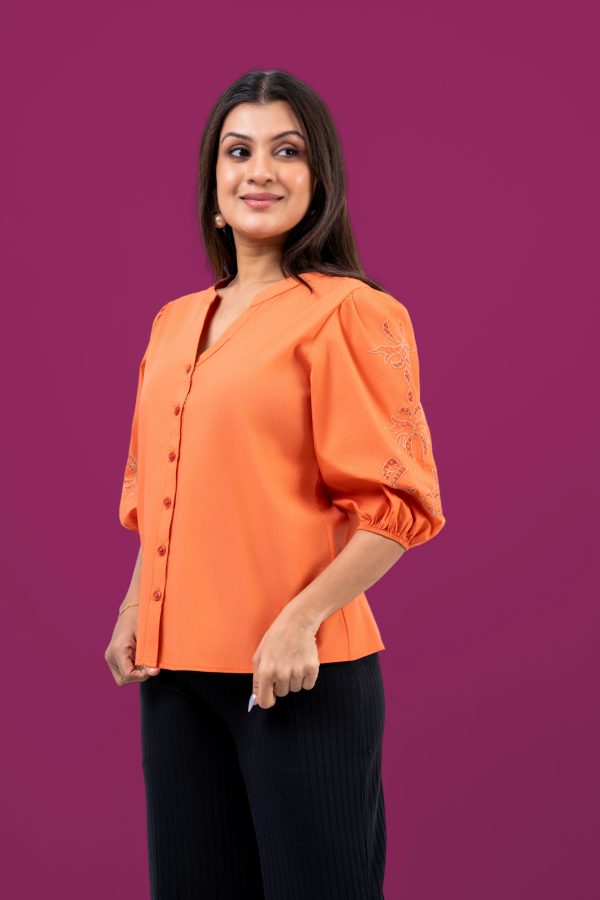 Embroidery Detailed Puff Sleeve Blouse