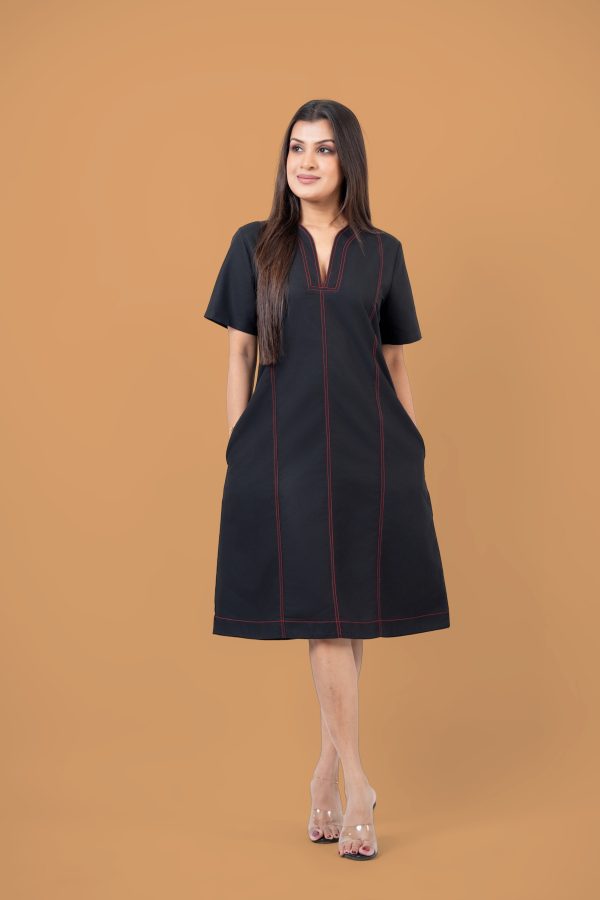 Contrast Thread Detail Short Dress - Image 5