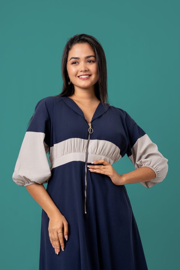 Zipper detail Color Block Maxi Dress - Image 2