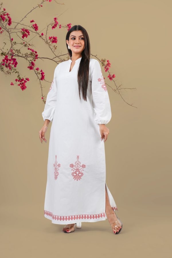 Embroidered Long Puff Sleeve Maxi Dress - Image 3