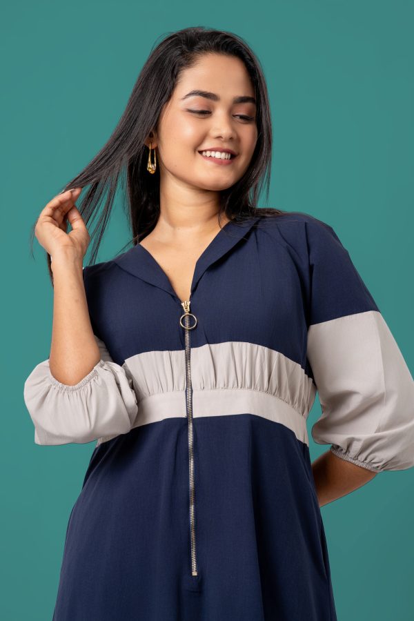 Zipper detail Color Block Maxi Dress - Image 3