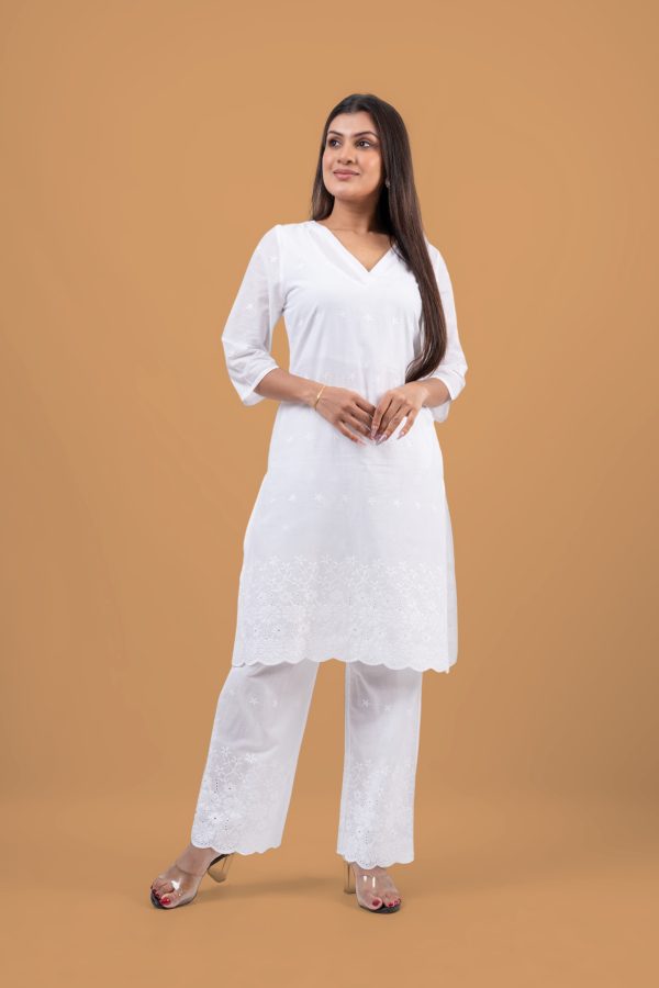 V Neck Kurta and Pants Set