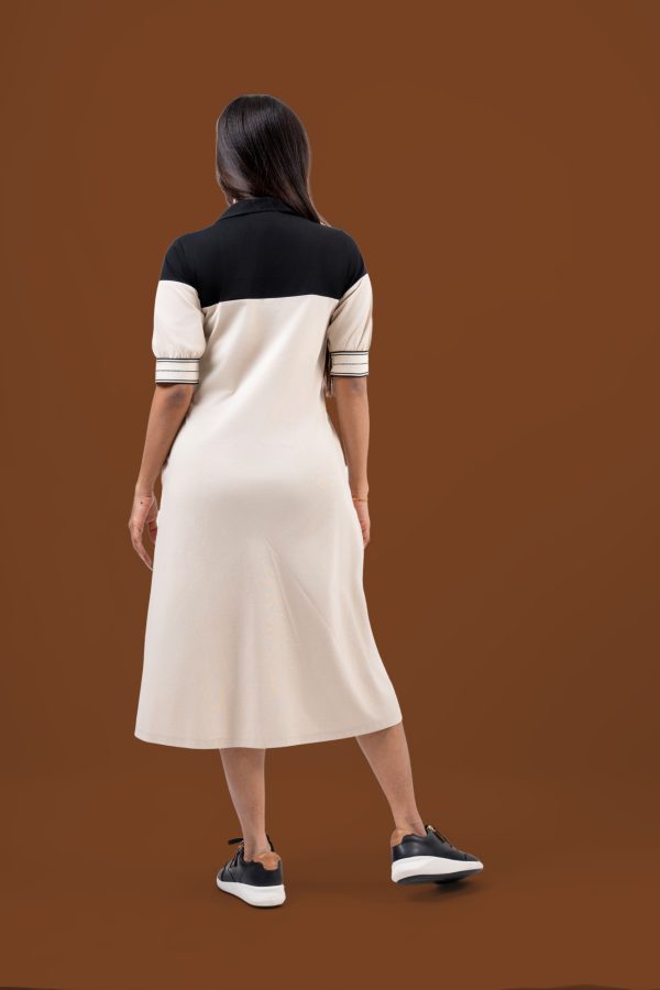 Sequin Detail Color Block Midi Polo Dress - Image 6