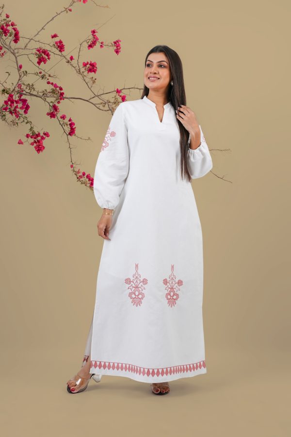 Embroidered Long Puff Sleeve Maxi Dress - Image 2