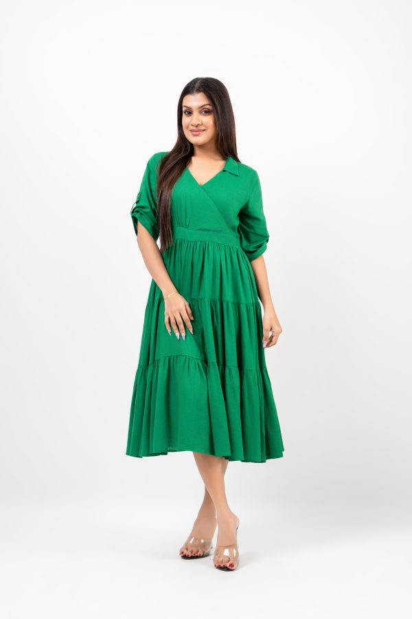 Tiered Crossover Midi dress - Image 2