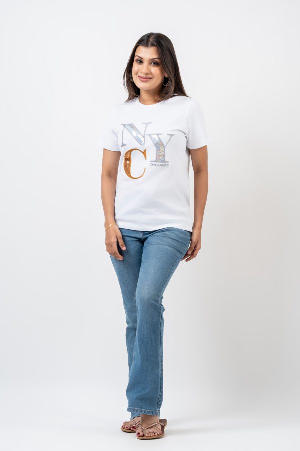 Sequin Letter Design T-shirt - Image 2
