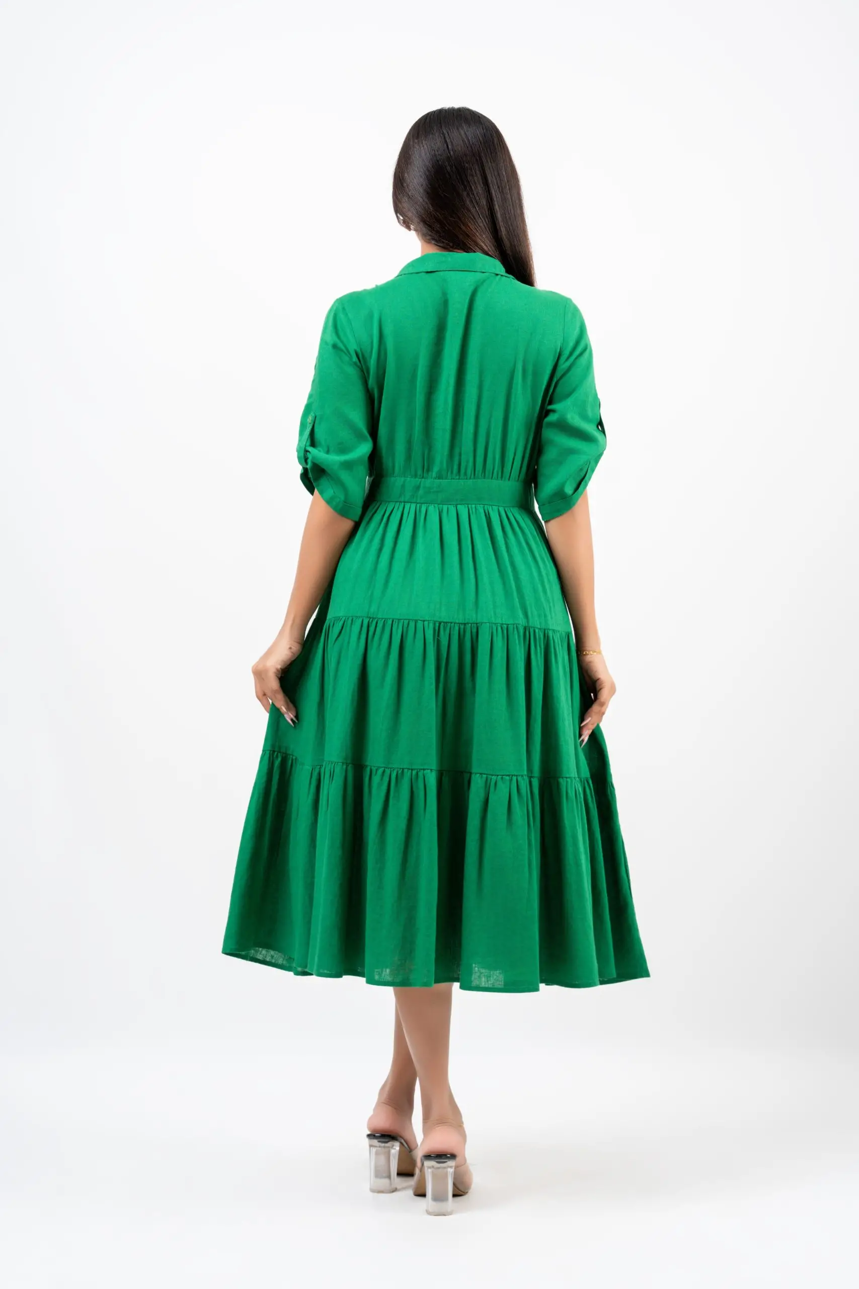 Tiered Crossover Midi dress - Image 4