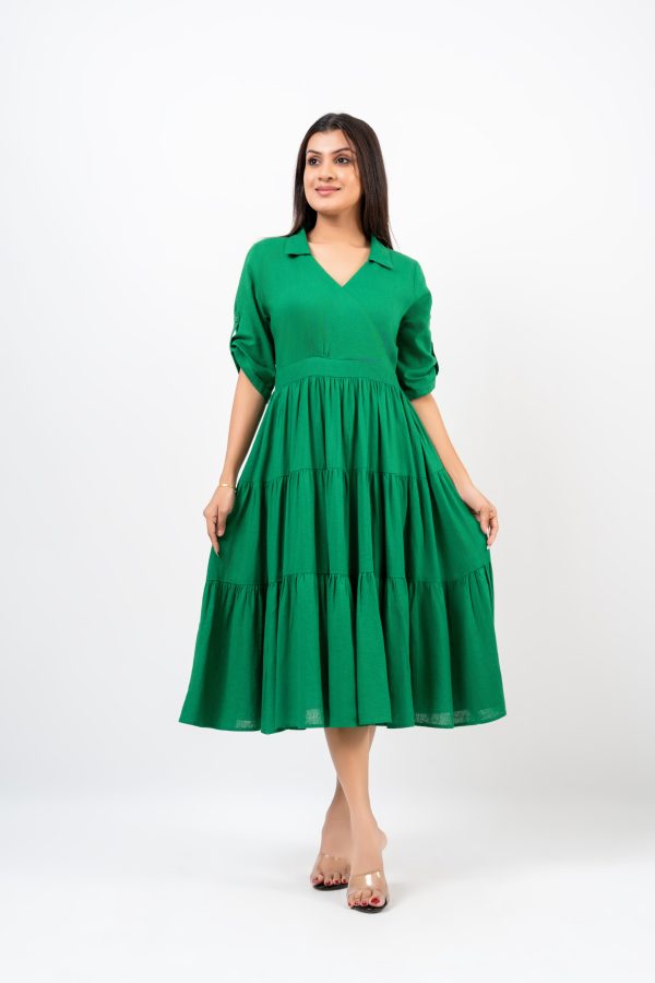 Tiered Crossover Midi dress