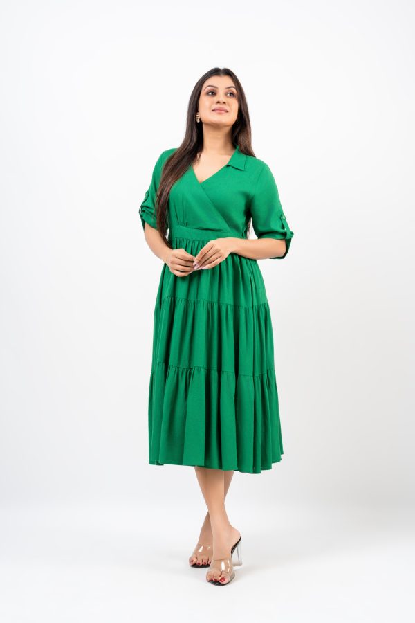 Tiered Crossover Midi dress - Image 5