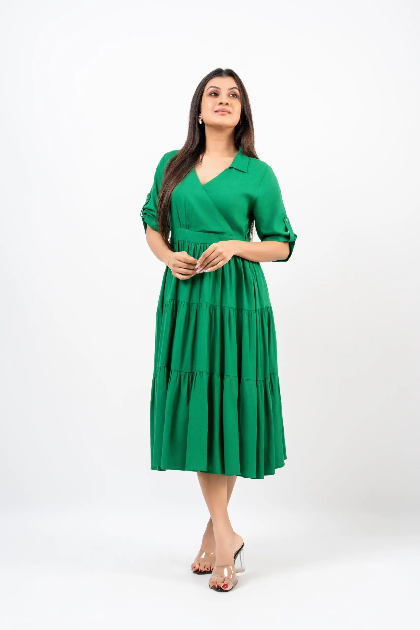 Tiered Crossover Midi dress - Image 5