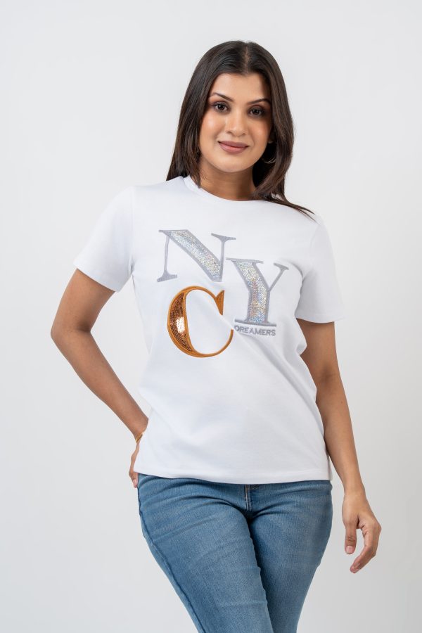 Sequin Letter Design T-shirt