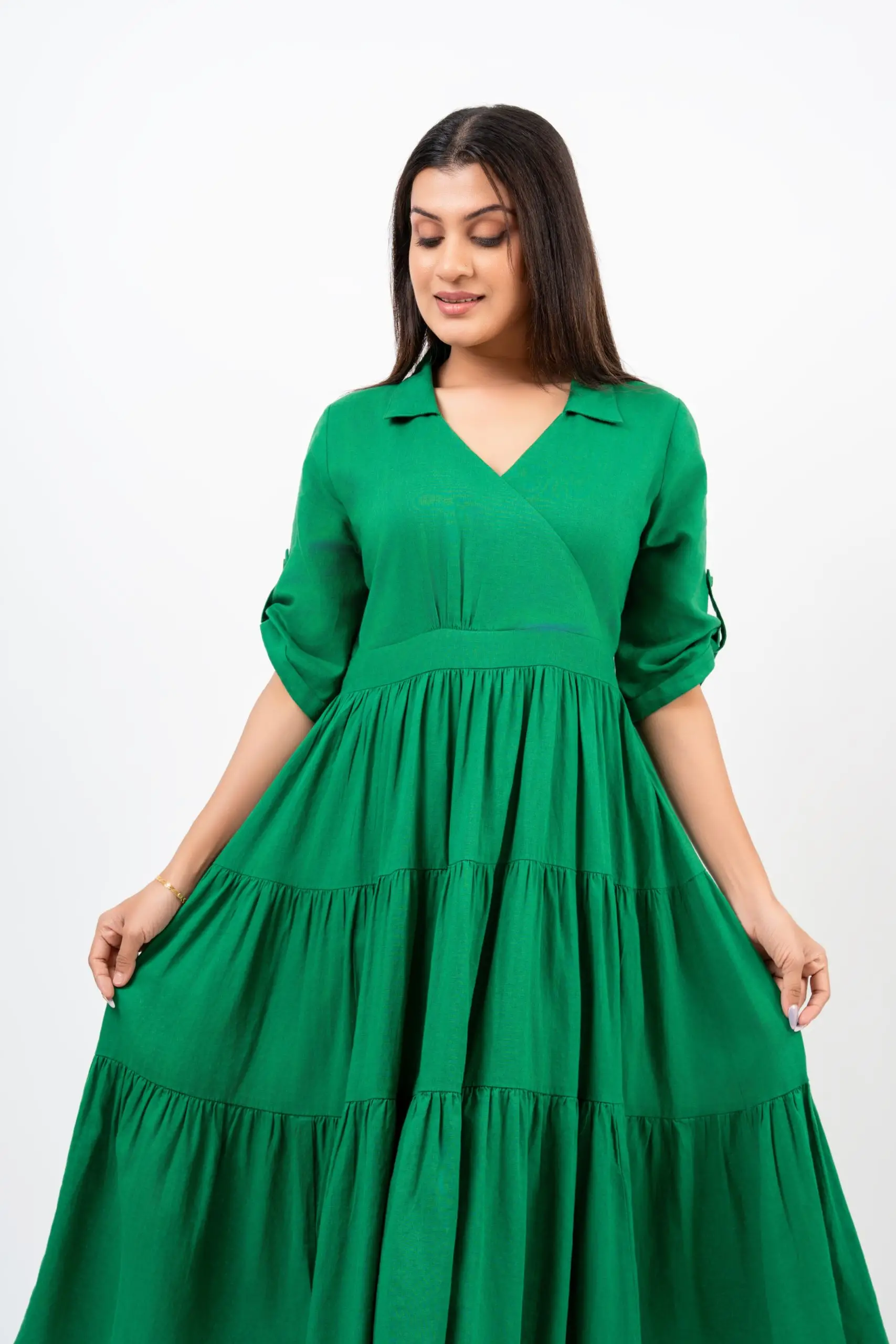 Tiered Crossover Midi dress - Image 3