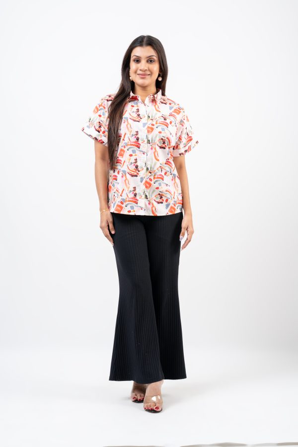 Abstract Printed Button Down Blouse - Image 4