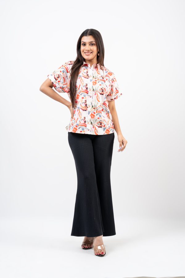 Abstract Printed Button Down Blouse - Image 3